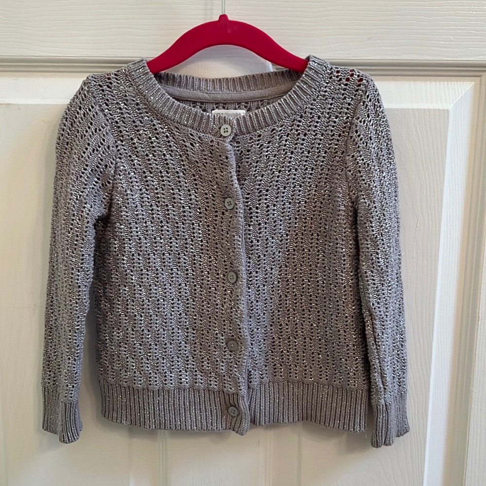 Gymboree Silver Gray Pointelle Cardigan size 4